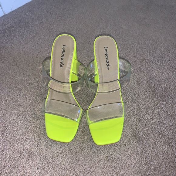 Shoes Lemonade Brand Neon Yellow Summer Chunky Heel Size 7 Poshmark